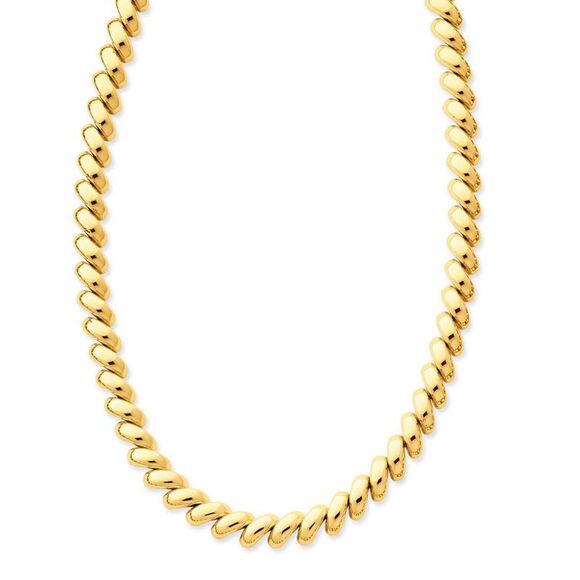 8mm 14k Yellow Gold Hollow San Marco Chain Necklace 17 Inch - Picture 1 of 5